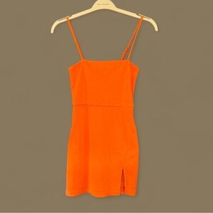 Orange spaghetti strap mini dress